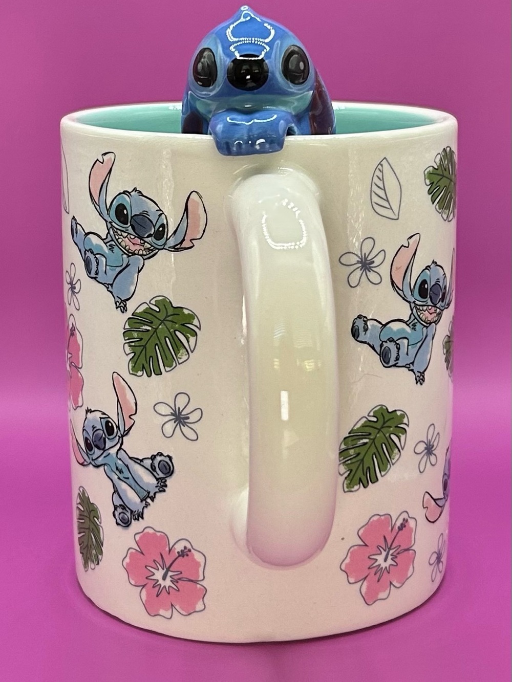 Disney Stitch 3D Floral Ceramic Mug Ohana Coffee Cup